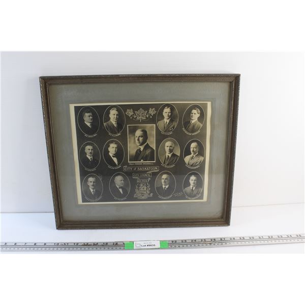 Antique Framed City of Saskatoon City Council AD1923 Art Print 18 1/2'' x 16''