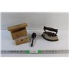Image 1 : Vintage Clothes Iron, Butter Press and Sock Turner