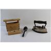 Image 4 : Vintage Clothes Iron, Butter Press and Sock Turner