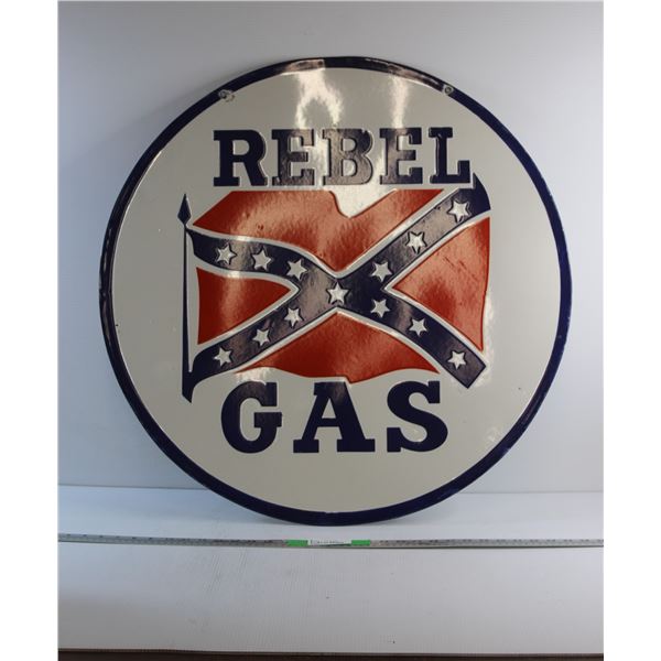 # 30'' Rebel Gas Double Sided Enamel Sign