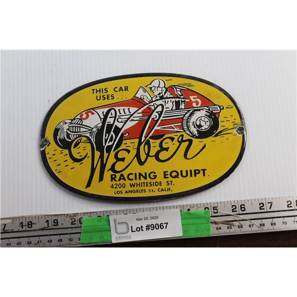 Weber Racing Equipment Enamel Sign 8'' x 5''