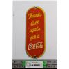 Image 1 : Enamel Coca Cola Palm Press Sign 8'' x 3''