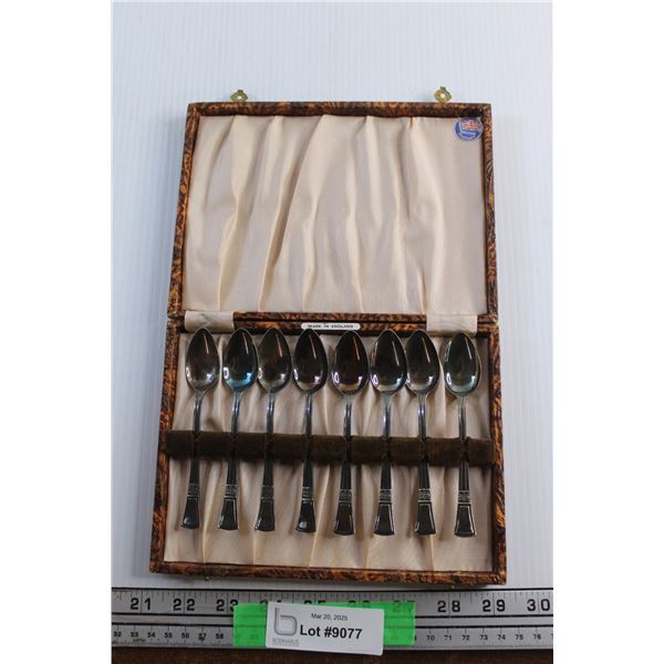 (8) Silver Dessert Spoons - Made in England