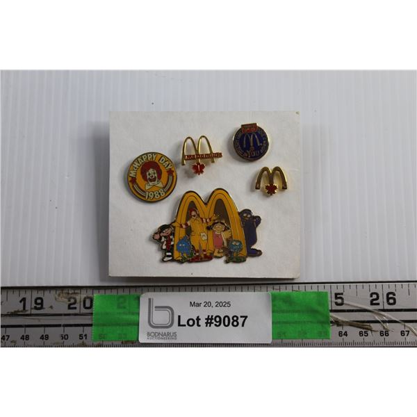 (5) Vintage McDonalds Collector's Shirt Pins