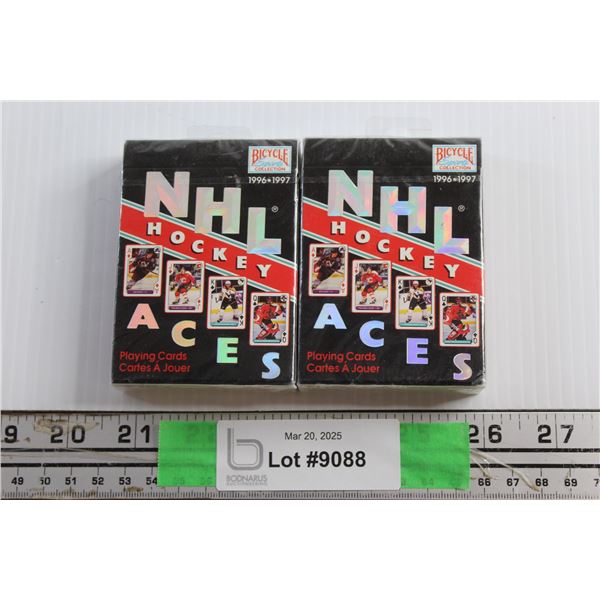 (2) Bicycle 1996 - 97 Collection NHL Hockey Playing Cards Packs - Sealed