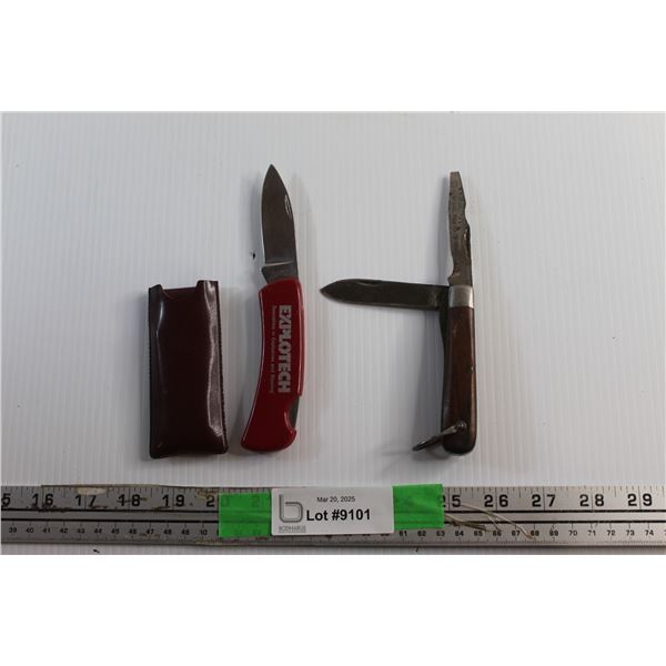 Vintage Folding Knife and Explotech 3'' Blade Folding Knife with Sheath