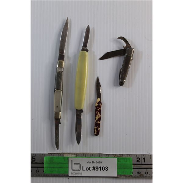 (4) Vintage Folding Knives/Bottle Opener