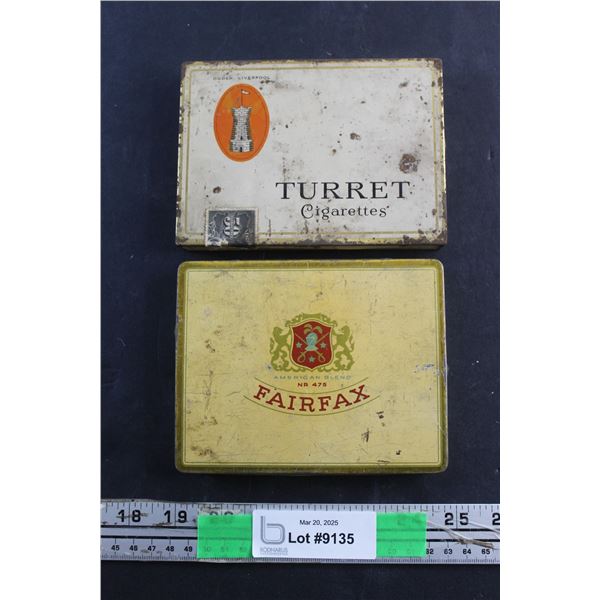 Vintage Fairfax and Turret Cigarette Tin Boxes
