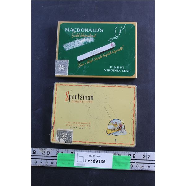 Vintage MacDonald's and Sportsman Cigarette Tin Boxes