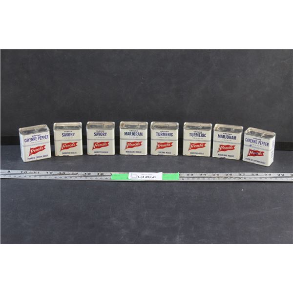 (8) Vintage French's Assorted Seasoning - Rubbed Savory, Ground Cayenne Pepper, Ground Turmeric and 