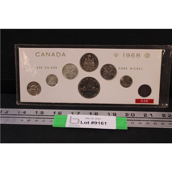1968 Canadian Coin Set, has .25 and .10 cent silver pieces