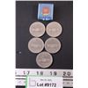 Image 1 : (5) 1973 PEI Canadian Nickel Dollars and 1 Prince Albert Real Estate Board Pin