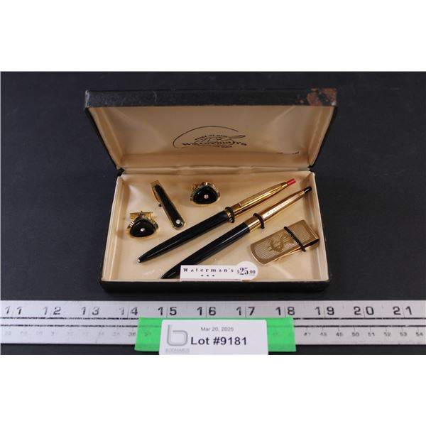 Waterman Ball Point Pen, Cuff Link and Money Clip Set