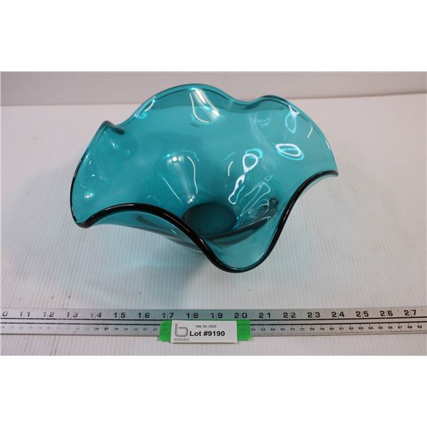 Blue Decorative Glass Dish (5 1/2' High x 11" Diameter)