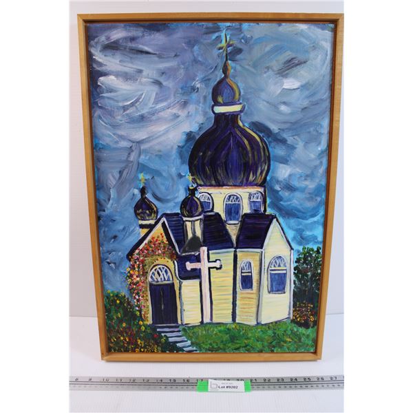 Smuts Church 1998 Painting by Jan Corcoran (25x17x2")