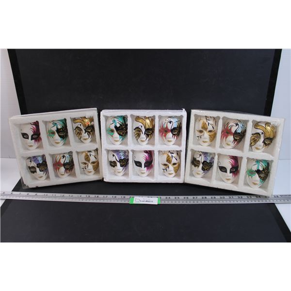 18 Small Theatrical Masks (3 1/2 x 2 1/2 x 1") Appears to be Chalkware