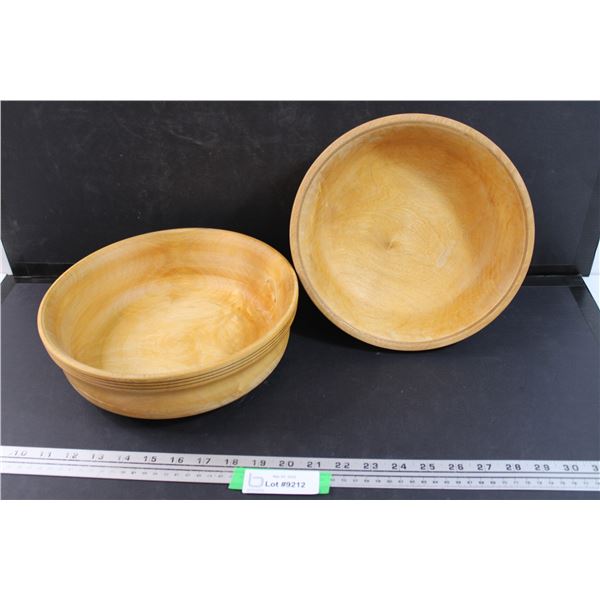 2 Mexican Ash Wooden Bowls (approx. 10" diameter x 3" high)