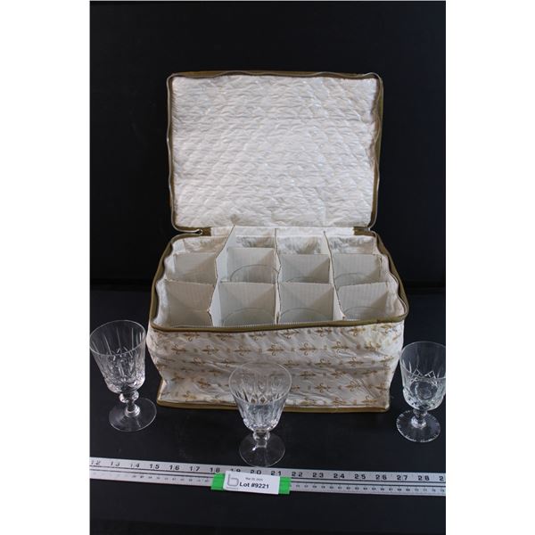 (12) Assorted Crystal Wine Glasses in a case