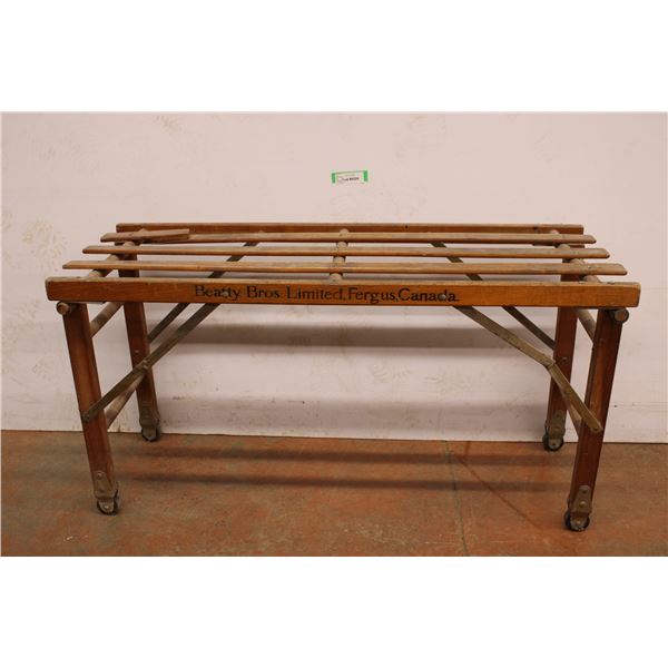 *Beatty Bros. Ltd. Fergus Canada Wooden Fold Up Bench on Castors (42x22x16")