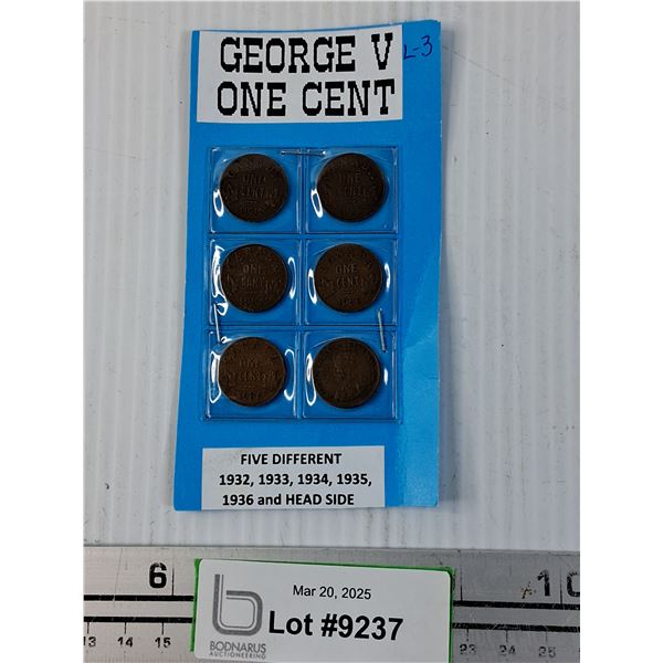 Canadian Five Cent Pieces (x6)