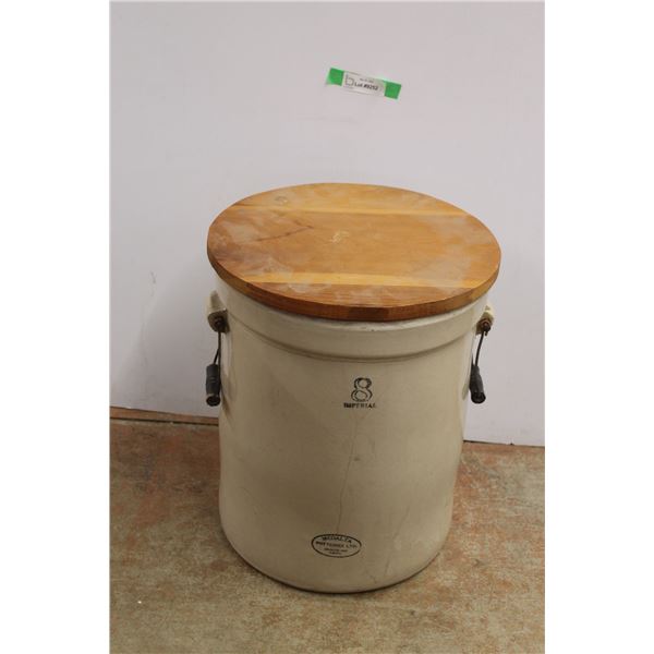 *No.8 Imperial/Medelta Open Crock 18 1/2'' x 15'' - Cracked, Cannot Be Shipped