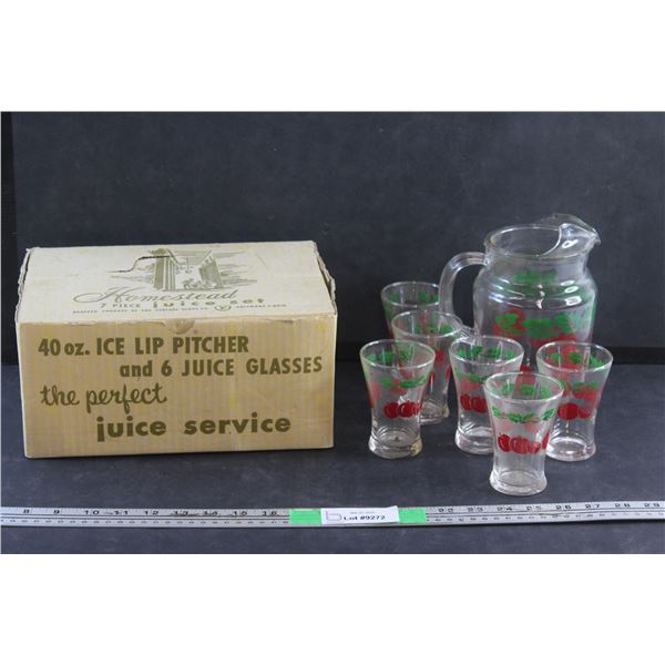 Vintage Homestead 40 oz. Ice Lip Pitcher and 6 Juice Glasses