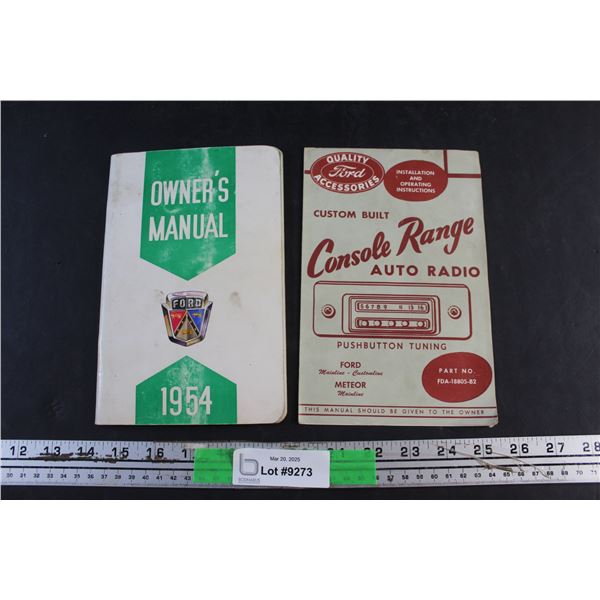 1954 Ford Owner's Manual and Console Range Auto Radio Installation and Operating Instructions Manual