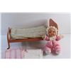 Image 2 : Vintage Doll Bed, Mattress, Bedsheet, Blanket and Doll