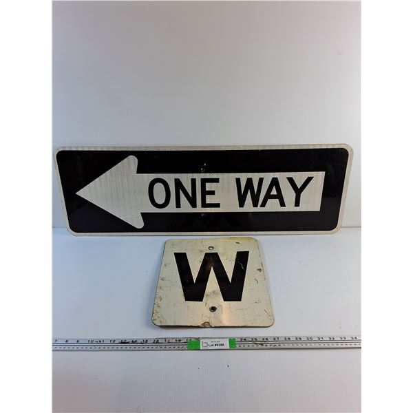 One Way & W Road Signs