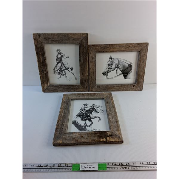 (3) Framed Horse Wall Hanging  Art Prints