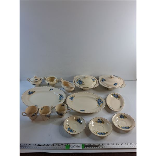 (14) pc J&G Meakin Ceramic Dish Set - Serving Plates, Lidded Bowls, Tea Cups, Coasters and Cream & S