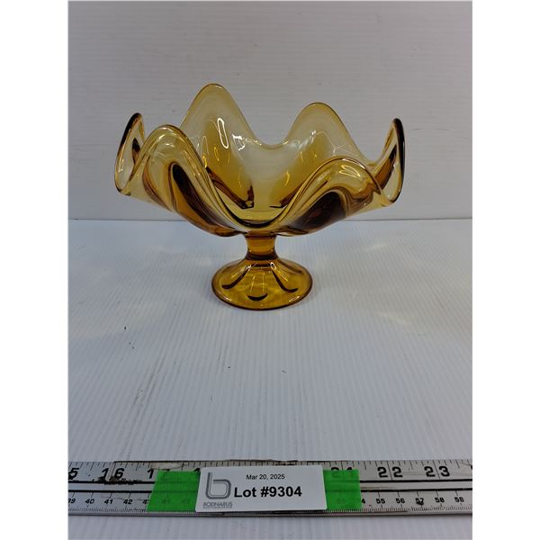 Amber Glass Footed Bowl