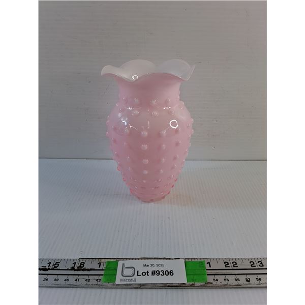 Pink Milk Glass Flower Vase