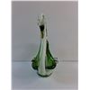 Image 3 : Green Art Glass Swan Candy DIsh