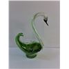Image 4 : Green Art Glass Swan Candy DIsh