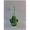 Image 5 : Green Art Glass Swan Candy DIsh