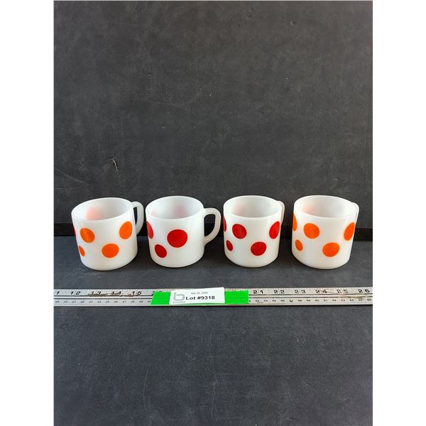 (4) 1960s Federal Glass Polka Dot Mugs