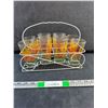 Image 1 : Vintage Decorated 8 Glass Set in Metal Caddy