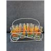 Image 2 : Vintage Decorated 8 Glass Set in Metal Caddy