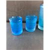 Image 2 : Etched Cocktail Shaker & (4) Cups - Lt. Blue