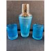 Image 5 : Etched Cocktail Shaker & (4) Cups - Lt. Blue