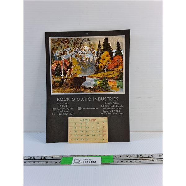 Vintage 1982 Rock o Matic Industries Calendar