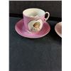 Image 2 : (2) Antique Pink China Mustache Tea Cups and Saucers