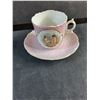 Image 4 : (2) Antique Pink China Mustache Tea Cups and Saucers