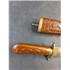 Image 2 : Indian Dagger Knife Hand Carved Wooden Sheath Brass Lock Hunting Blade