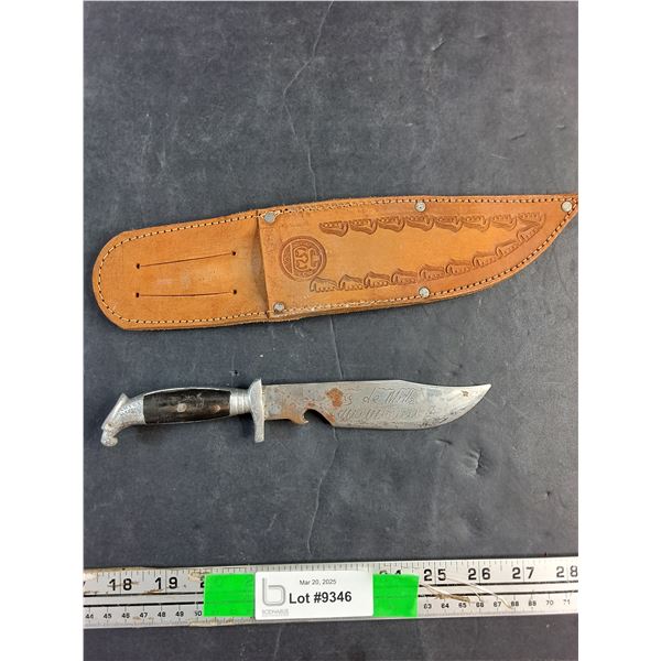 Vintage Oaxaca Mexican Bowie Knife Fixed Blade with Sheath