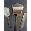 Image 3 : Vintage Brass Hair Brushes and Mirror Set