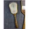 Image 5 : Vintage Brass Hair Brushes and Mirror Set