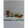 Image 1 : Brass Urn, Brass Candle Holder and (3) Vintage Jewelry Boxes