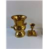 Image 2 : Brass Urn, Brass Candle Holder and (3) Vintage Jewelry Boxes